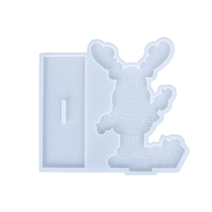 Christmas reindeer silicone mold for epoxy resin and candle making on white background