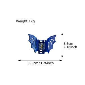 Glittering bat hair claw clip in dark blue for Halloween Gothic hair styling 8.3cm