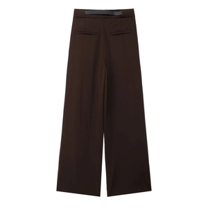 Ensemble minimaliste avec gilet sans manches et pantalon large marron foncé pour femme