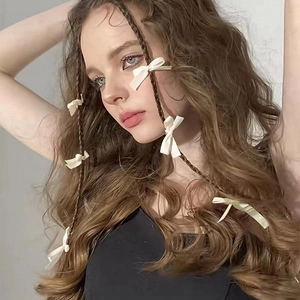 Ballet style ribbon bow hair clip on model with sweet aesthetic and elegant design