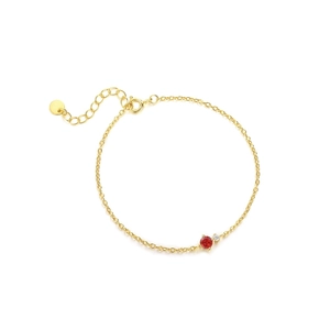 Elegante bracciale in argento S925 dorato con zirconi rossi e bianchi brillante