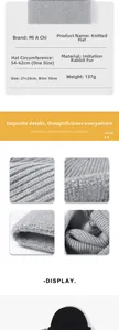 Close-up of thick faux rabbit fur texture on a warm unisex knitted beanie hat