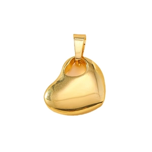 Polished heart-shaped stainless steel pendant in gold finish with jump ring for jewelry DIY