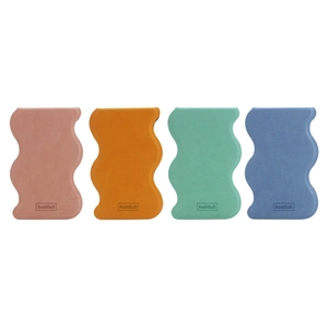 Portable wavy ultra-thin folding PU stainless steel pocket mirror in multi-color sets