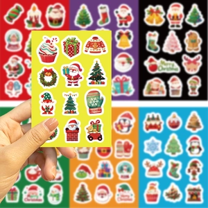 DIY Christmas stickers set with Santa Claus and festive patterns for holiday decoration