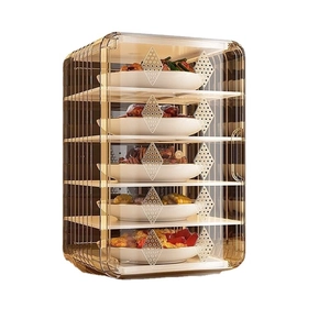Luxurious amber clear plastic food cover cabinet with breathable multi-layer storage