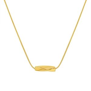Minimalist S925 sterling silver snake chain necklace with gold geometric twisted pendant