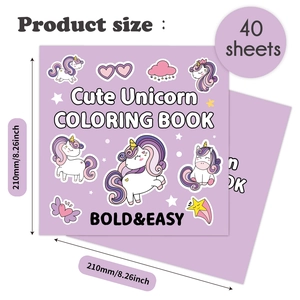 Bold and Easy Unicorn Coloring Book for Kids with 40 sheets and 210mm square design