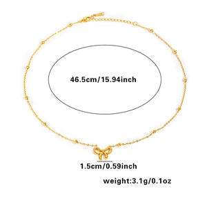 Detailed size specifications for gold butterfly pendant necklace and beaded chain
