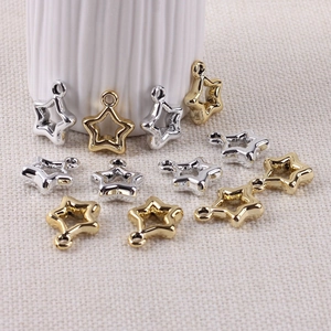 Plated gold and silver hollow star pendants for DIY jewelry making and crafts