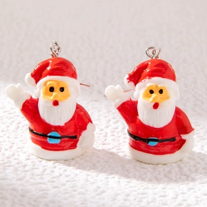 Christmas Santa Claus earrings set with colorful festive tree and penguin cartoon charms