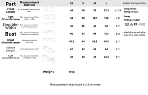 Detailed size chart and fabric composition for French retro cropped blazer with gold buttons