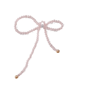 Charming pink crystal bead bow ornament with tassels for DIY hair accessories and jewelry