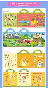 Detail of reusable dinosaur and human body educational sticker book for toddlers