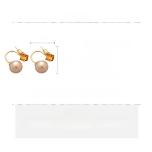 Detailed product specs of gold-plated pearl hoop earrings with size and material information