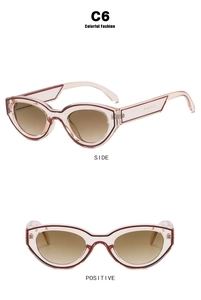 Vue double de lunettes œil de chat rose transparent avec verres dégradés marron et C6