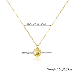 Detailed dimensions of gold S925 silver devil eye pendant necklace with clear measurements