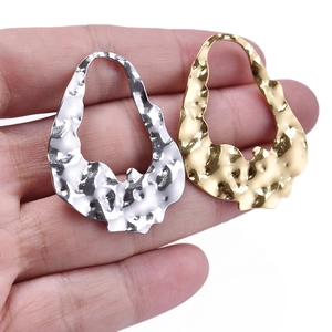 Gold and silver hammered irregular hollow pendants in 304 stainless steel