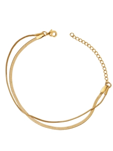 Detail of 18K gold-plated titanium steel double layer snake and blade chain bracelet