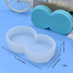 Detailed dimensions of double round wave silicone mold for DIY plaster and baking crafts