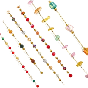 Colorful crystal bead stainless steel chains for DIY necklaces and bracelets making