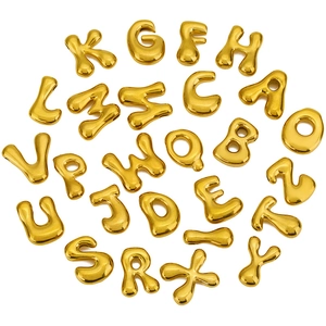 26 pendentifs lettres bulles dorées en acier inoxydable pour création de bijoux DIY