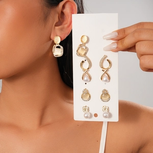 Geometrische Blumenohrringe Für Damen Mit Legierung Strass Katzenaugenstein Künstliche Perle Und 925 Sterling Silber Ohrring Pfosten