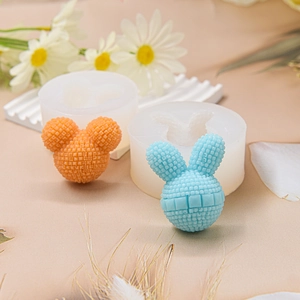 Animal Head Silicone Mold Rabbit Bear Shape For DIY Baking Fondant Chocolate Candle Soap Making Grid Texture