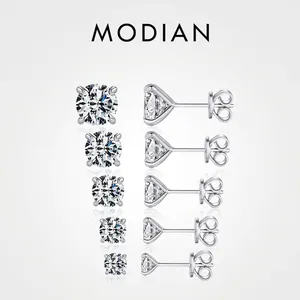 Luxury 925 Sterling Silver Moissanite Stud Earrings For Women Round Brilliant Cut D Color VVS1 With GRA Certificate Jewelry