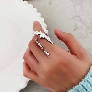 Minimalist S925 sterling silver flame ring with irregular fluid lava design for women