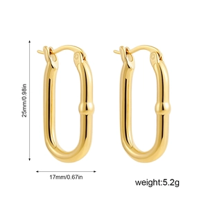 Elegant 18K gold plated stainless steel U-shaped earrings with colorful drip oil detail