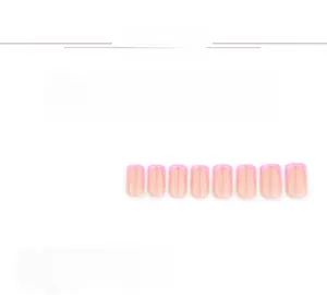 Détails de 24 faux ongles French manucure roses de tailles carrées variées
