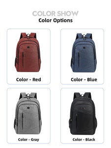 Detailed color selection showing red, blue, grey and black oxford fabric backpacks