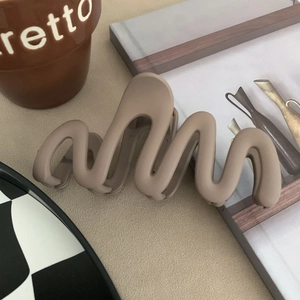 Minimalist matte coffee curved shark hair claw clip for elegant hair styling