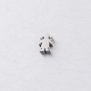 Detailed view of girl silhouette stainless steel charm bead for DIY jewelry making