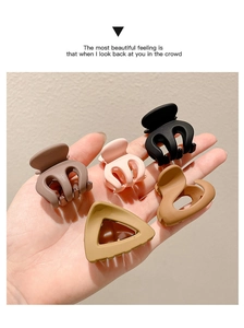 Detailed set of 5 matte Morandi hair claw clips in assorted neutral earth tones