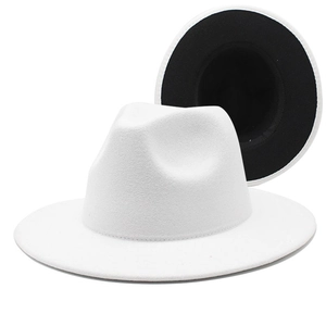 Chapeau fedora classique bicolore noir et blanc en feutre avec bord plat élégant