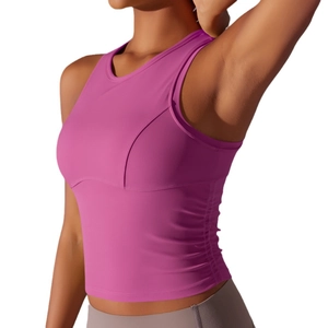 Débardeur de sport magenta coupe ajustée col rond pour femme yoga course et fitness