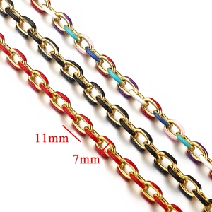 Colorful enamel titanium steel chains in 11mm and 7mm widths for DIY jewelry making
