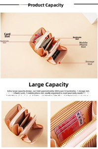 Detailed interior of pink crossbody bag showing card slots and triple zipper compartments