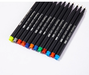 Set of 12 vibrant colored 0.4mm fineliner pens arranged neatly on a white background