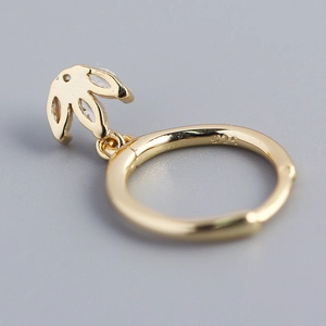 S925 sterling silver gold plated hoop earring with marquise cubic zirconia crown drop