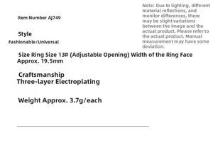 Detail specifications of U-shape pleated ring with triple plating and adjustable size