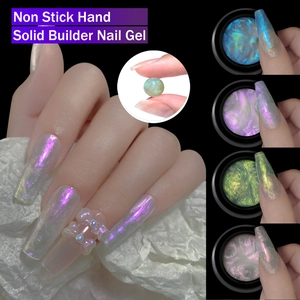 Non-stick solid builder nail gel with aurora holographic effect for sculpting extensions