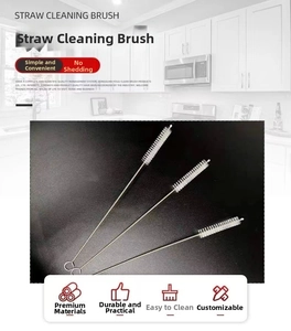 Lot de 3 brosses de nettoyage pour pailles avec des poils en nylon blanc