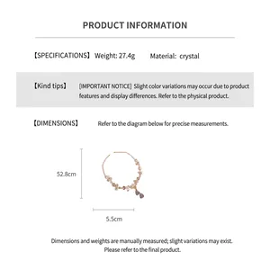 Detailed size specifications for the crystal floral pendant necklace and tassel set