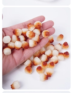 Detailed macro of 1cm miniature resin siumai food model for DIY dollhouse kitchen