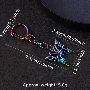 Y2K colorful gradient butterfly keychain with hollow metal design and lobster clasp