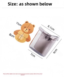 Detail view of the cartoon bear adhesive wall mount with a translucent grey storage cup