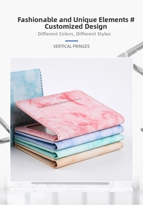 Colorful marble pattern passport cover and card holder set, stylish portable travel wallet.